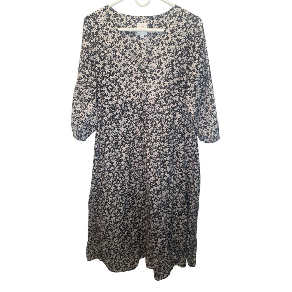 The Nines by Hatch Floral Print Button Front Midi Lightweight Maternity Dress S